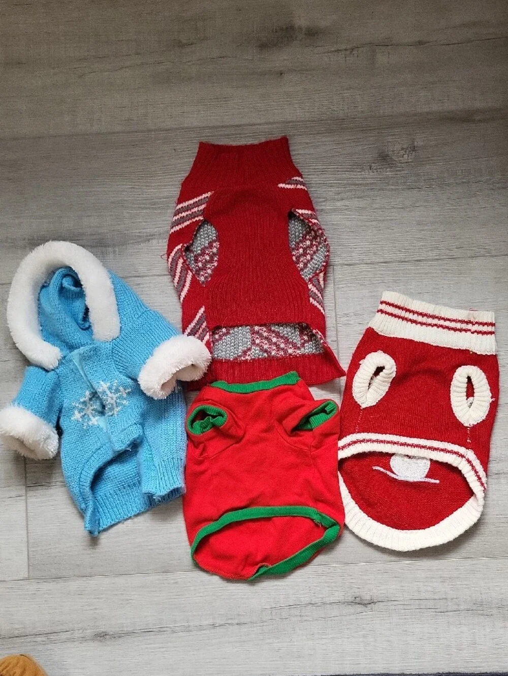 Holiday Pet Sweaters and Shirt Pack - Red and Light Blue